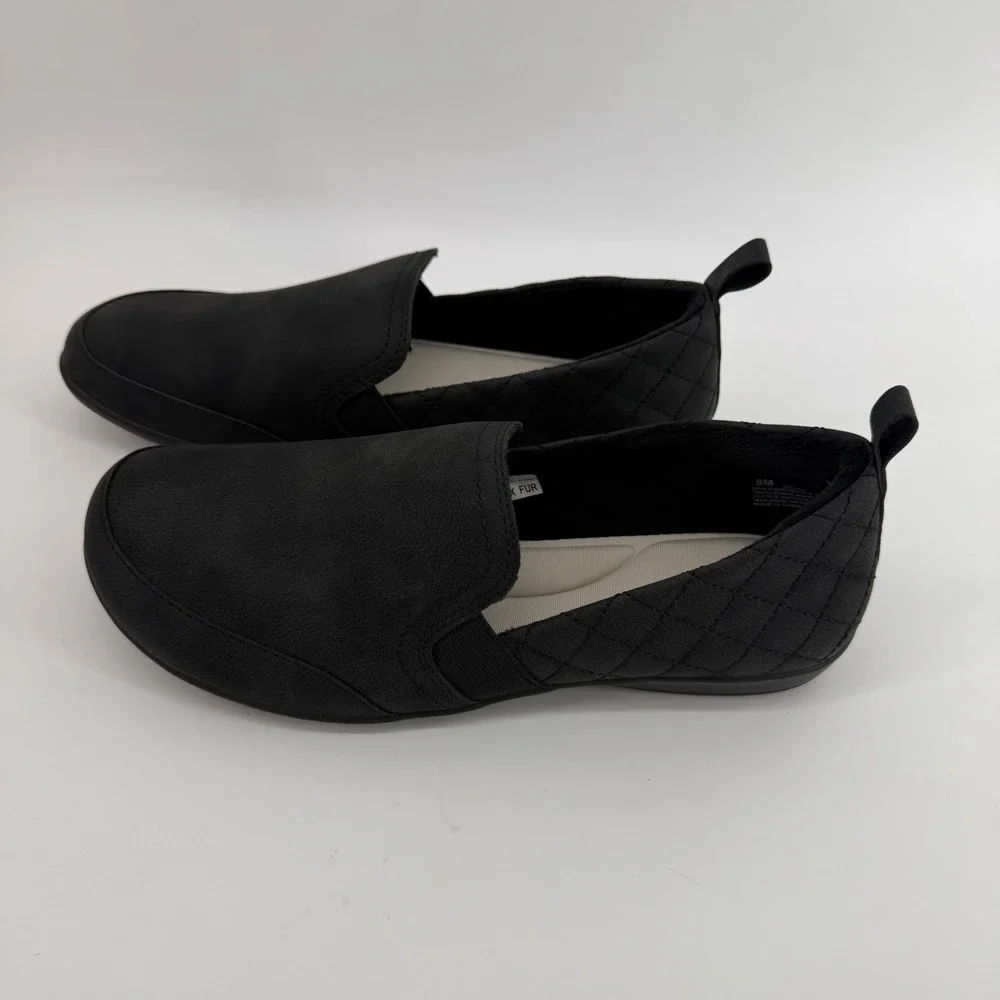 JSport Lisa Black Slip On Loafers‎ Quilted Memory Foam Womens 8 S5LSA01